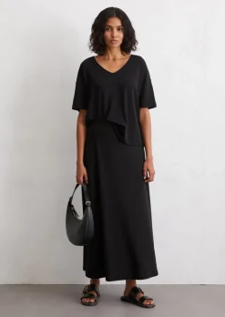 A-Linien-Jersey-Rock aus elastischem Vikose-Mix