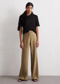 Anzughose flared aus Leinen-Viskose-Stretch