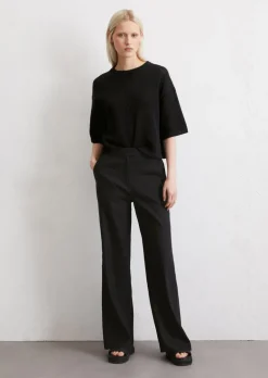 Anzughose flared aus Leinen-Viskose-Stretch