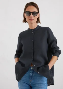 A-Shape-Leinenbluse regular aus leichter Qualität