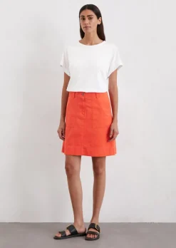 Ausgestellter Minirock aus Baumwolle-Leinen-Mix