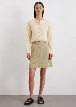 Ausgestellter Minirock aus Baumwolle-Leinen-Mix