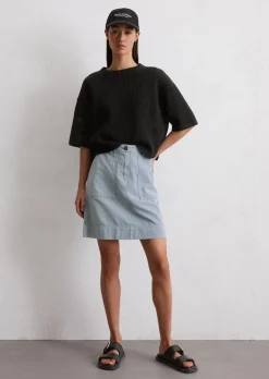 Ausgestellter Minirock aus Baumwolle-Leinen-Mix