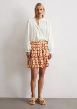 Ausgestellter Minirock aus leichtem Baumwoll-Voile