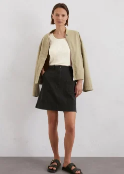 Ausgestellter Minirock aus Baumwolle-Leinen-Mix