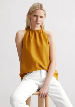 Ausgestelltes Leinentop flared aus leichter Qualität