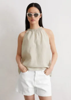 Ausgestelltes Leinentop flared aus leichter Qualität