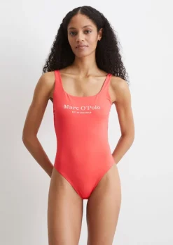 Badeanzug mit kontrastfarbenem Logo