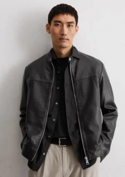 Biker-Lederjacke regular aus geschmeidigem Lammleder