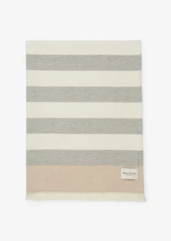 Blockstreifen-Plaid Model Per aus softem Bio-Baumwolle-Mix mit Kaschmir-Anteil