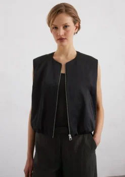 Blouson-Weste relaxed cropped aus Organic Cotton-Mix