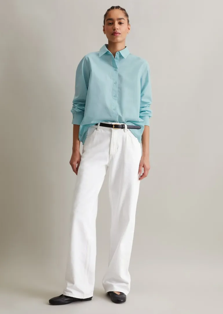 Bluse mit Falten-Detail regular aus reiner Bio-Baumwolle