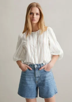 Bluse regular aus Broderie Anglaise