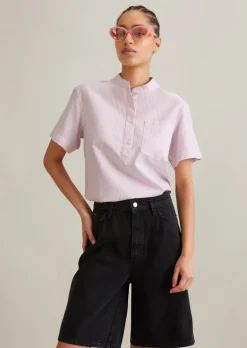 Bluse relaxed aus gestreiftem Oxford
