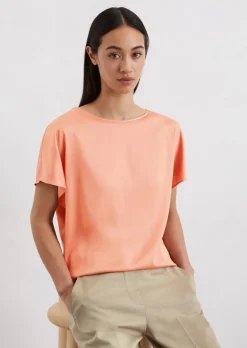 Blusenshirt regular aus Viskose-Satin-Stretch