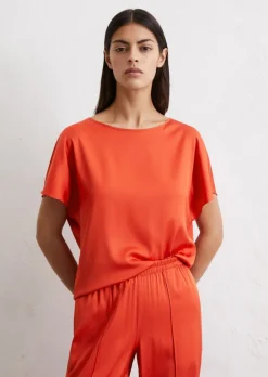 Blusenshirt regular aus Viskose-Satin-Stretch