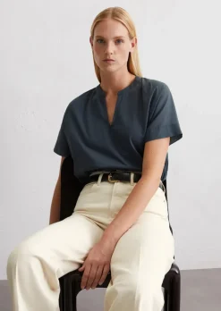 Blusenshirt relaxed aus Material-Mix