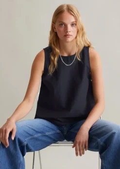 Blusen-Top regular cropped aus Organic-Cotton-Mix