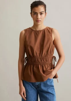 Blusentop shaped aus strukturiertem Baumwoll-Dobby