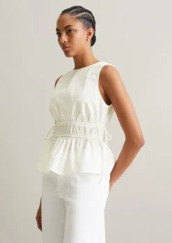 Blusentop shaped aus strukturiertem Baumwoll-Dobby