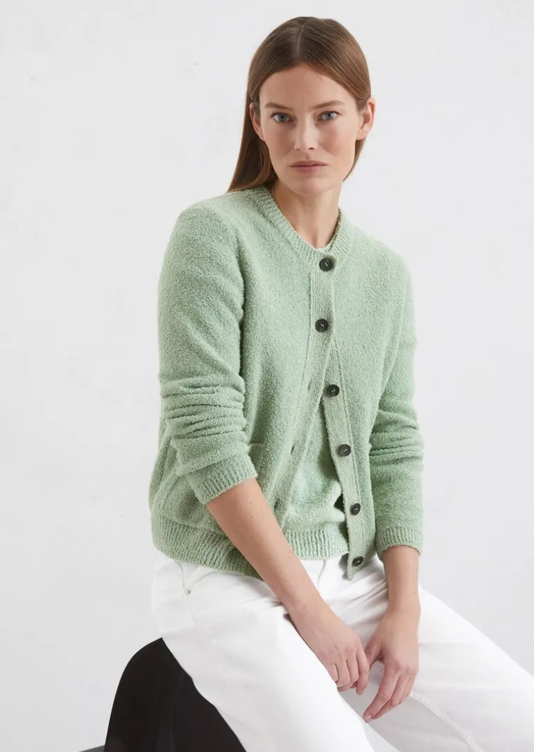 Bouclé-Cardigan slim aus softem Organic Cotton-Mix
