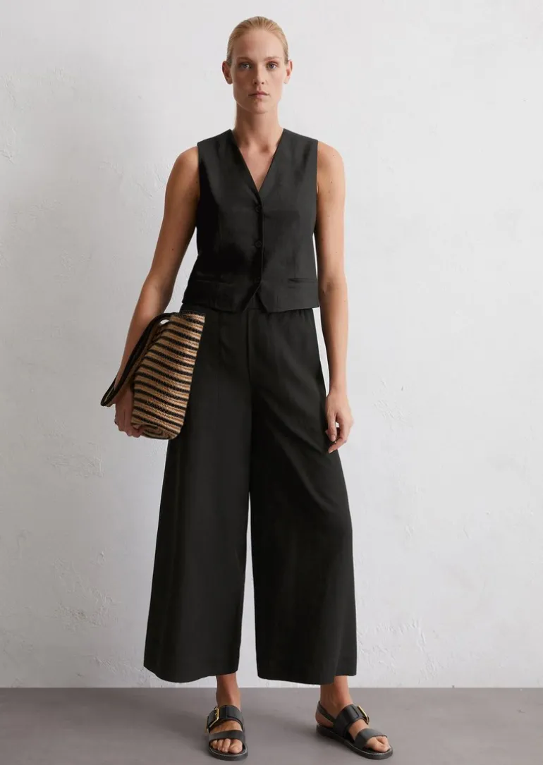 Culotte wide cropped aus TENCEL™ Lyocell-Leinen-Mix