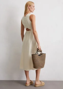 Cut-Out-Kleid aus TENCEL™ Lyocell-Leinen-Mix