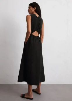 Cut-Out-Kleid aus TENCEL™ Lyocell-Leinen-Mix