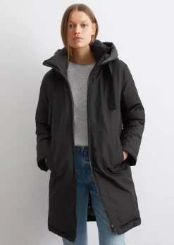 Daunenparka mit Kapuze regular aus recyceltem Polyester-Twill