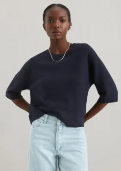 DfC Kurzarm-Strickpullover loose aus Organic Cotton