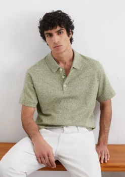 DfC Strick-Poloshirt regular aus garngefärbtem Mouliné-Garn