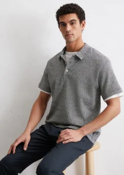 DfC Strick-Poloshirt regular aus garngefärbtem Mouliné-Garn