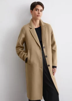 Einreiher-Mantel regular aus Doubleface-Wolle-Mix