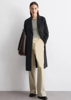 Einreiher-Mantel regular aus Doubleface-Wolle-Mix