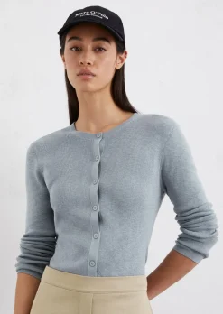 Feinstrick-Cardigan slim aus Baumwoll-Leinen-Slub-Garn