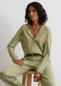 Feinstrick-Cardigan slim aus Organic-Cotton-Mix