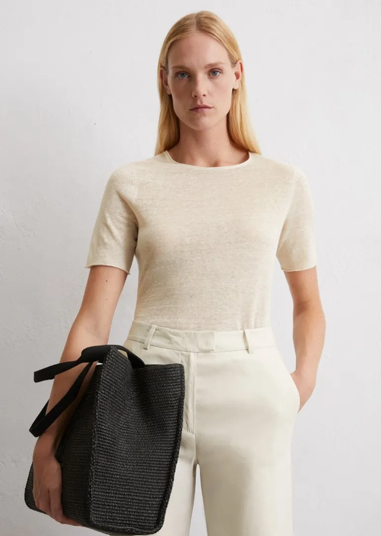 Feinstrick-Pullover slim aus reinem Leinen