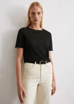 Feinstrick-Pullover slim aus reinem Leinen