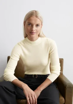 Feinstrick-Stehkragenpullover regular aus reiner Merinowolle