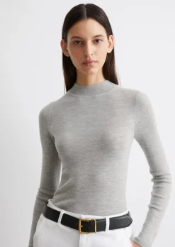 Feinstrick-Stehkragenpullover regular aus reiner Merinowolle