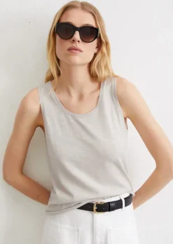 Feinstrick-Top slim aus Organic Cotton-Leinen-Mix