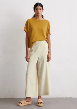 Feinstrick-T-Shirt oversize aus Baumwolle-Leinen-Slub