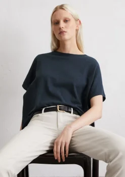 Feinstrick-T-Shirt oversize aus Baumwolle-Leinen-Slub