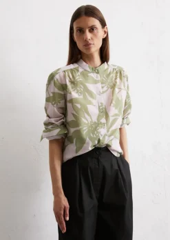 Gemusterte Bluse relaxed aus leichtem Baumwolle-Voile