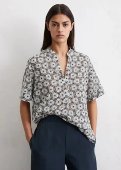 Gemusterte Tunika-Bluse regular aus Silky-Touch-Voile