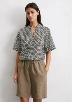 Gemusterte Tunika-Bluse regular aus Silky-Touch-Voile