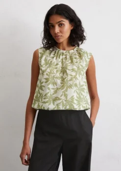 Gemustertes Blusen-Top cropped aus leichtem Baumwolle-Voile