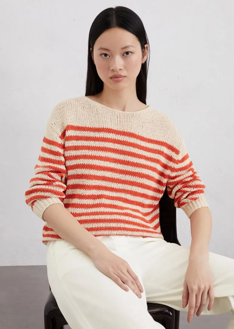 Gestreifter Pullover loose aus Organic Cotton-Mix