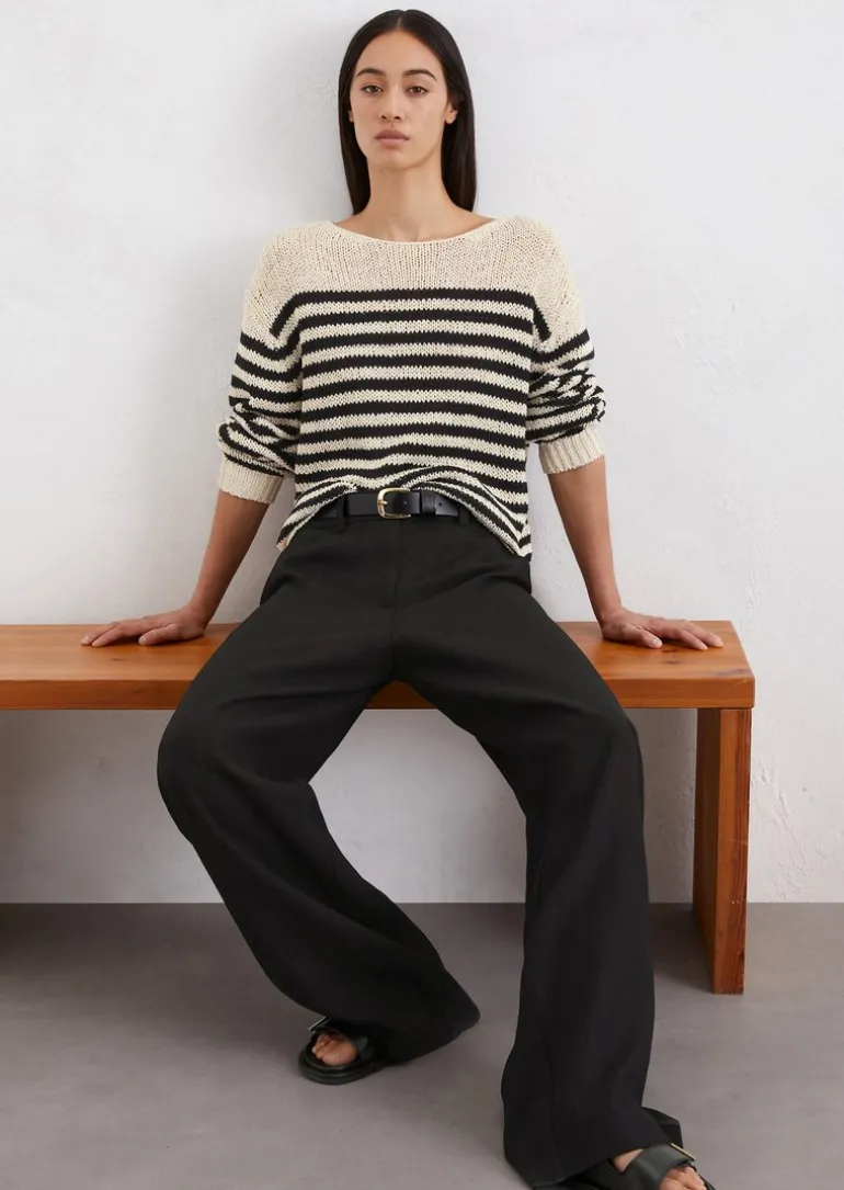 Gestreifter Pullover loose aus Organic Cotton-Mix