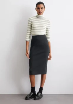 Gestreifter Rollkragenpullover slim aus feiner Merinowolle